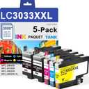LC3033XXL Ink 5-Pack Super High Yield Cartridges - Replacement for Brother LC3033 LC3035 BK/C/M/Y Ink Cartridges Work for Brother MFC-J995DW MFC-J815DW MFC-J805DW DCP-J1100DW MFC-J1300DW Printer