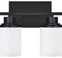 MILUCES 6-Light Bathroom Vanity Light with Milky White Glass Shade, Modern Vanity Lights for Bathroom Black Indoor Wall Mount Lights for Dressing Room Entryway Laundry Room (1 Light broke)