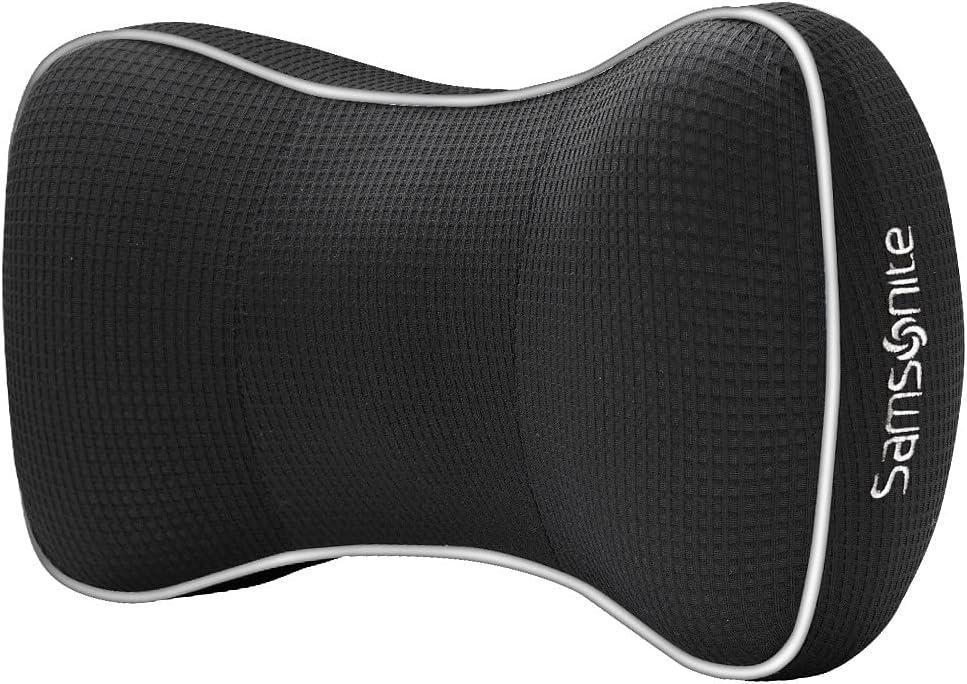 Samsonite Car Neck Pillow, Soft Memory Foam Headrest Pillow for Driving, Ergonomic Car Seat Headrest Cushion with Adjustable Strap, Breathable & Removable Cover, Neck Pain Relief, Black