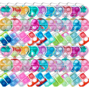 Pop Fidget Keychain 60 Pack ,Mini Fidget Toys Bulk ,Sensory Toys for Kids ,Party Favors for Kids 4-8,8-12 Year ,Back to School Gifts for Classroom ,Easter Goodie Bags Stuffers