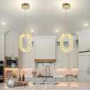 Gold 1 Ring Pendant Lights Kitchen Island Single Head Crystal Chandeliers Foyer Entrance Modern LED Dimmable Chandeliers