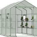 9.75 ft Big Greenhouse, Waterproof Green Houses for Outdoor Garden, Portable Greenhouse for Yard with Roll-Up Zipper, 18 Shelves - Walk-in(9.75x6.9x5.6ft)