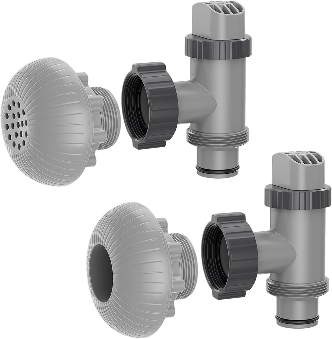 SHAPON Above Ground Pool Inlet & Outlet Replacement Kit with Plunger Valve, 1.5'' Strainer Connector & Jet Nozzle, Compatible with Intex/Coleman Pool Parts & Accessories