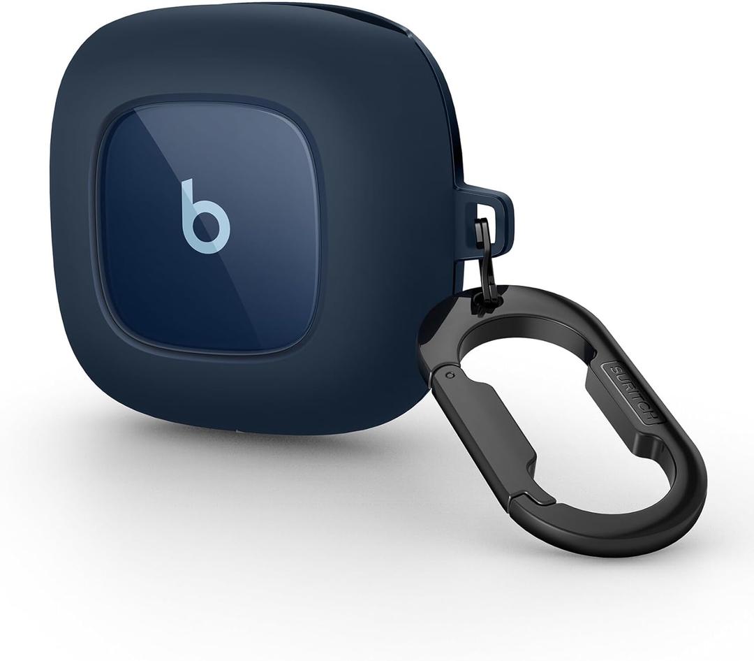 SURITCH for Beats Fit Pro Case Cover Protector, Shock-Absorbing Protective TPU Shell for Beats Fit Pro Charging Case 2021 Earbuds Secure Locking System with Anti-Lost Keychain, Tidal Blue