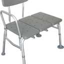 Transfer Bench for Bathtub, Durable Bath & Shower Transfer Bench, Shower Chair with Backrest & Height Adjustable Legs, Medical Bathroom Aid with Non-Slip Feet, 330lb, Gray Single Handrail