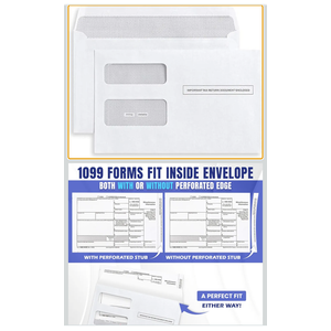 100 Tax 1099 Envelopes Self-Seal For 1099 MISC, 1099-R & DIV - INT, 1095, 1098, Double-Window Security tinded, For Quickbooks or Tax Software - 5 5/8 Inch x 9 Inch, 100 Envelopes