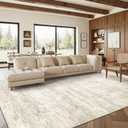 Art&Tuft Washable Rugs 9x12, Anti-Slip Backing Abstract Area Rugs, Stain Resistant Area Rugs 9x12 Living Room, Foldable Machine Washable Area Rug(01-Beige, 9'x12')