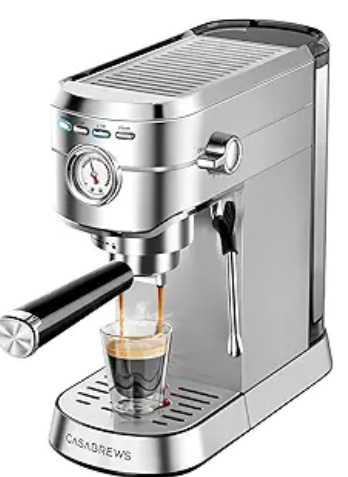 CASABREWS CM5418 Espresso Machine 20 Bar, Compact Espresso Maker with Steam Milk Frother, Stainless Steel Coffee Machine with 34oz Removable Water Tank for Cappuccino, Gift for Women or Men, Silver