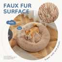 DUMOS 37.4 Inch Large Donut Dog Bed for Indoor Use, Fluffy Faux Fur Plush
Warming Cozy Round Pet Bed, Machine Washable Cuddler, Anti-Slip Bed for Dogs and Cats, Brown