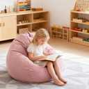 LPMOERA Bean Bag Chair Memory Foam Bean Bag Chairs for Kids/Teens with Filling Round Kids Bean Bag Chair for Living Room Bedroom College Dorm Reading Chair (Black)