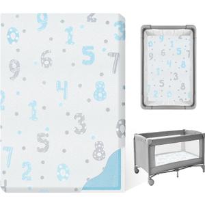 Pack and Play Mattress Pad - 38"x26"x3" Dual-Sided Memory Foam Pack N Play Mattresses - Portable Baby Crib Mattress with Breathable Removable Cover (Blue)