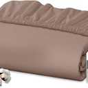 Royale Linens 100% Organic Cotton Fitted Sheet - Percale Weave - Super Soft Deep Pocket Bottom Sheets - Mocha Elastic Sheet Queen Size - Queen Fitted Sheets Only - (60"x80"+15", Mocha)