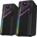 W-206RE RGB Bluetooth PC Speakers, Desktop Gaming Speakers with 21 LED Light Modes, USB Powered Stereo Computer Speakers for Monitor, Laptop and Gaming Setup
