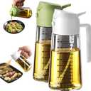 TrendPlain 16oz/470ml Glass Olive Oil Sprayer for Cooking  2 in 1 Olive Oil Dispenser Bottle for Kitchen Gadgets and Air Fryer Accessories, Salad, BBQ - White & Green