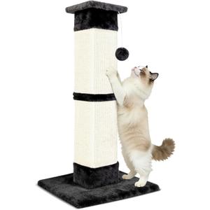 Cat Scratching Post 33 inch for Indoor Cats, Sisal Cat Scratcher, Vertical Posts with Dangling Ball, High Cat Scratch Post, Cat Tree for Full-Body Stretching, Protect Your Furniture, Black