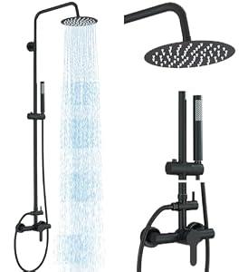 MOSSON Shower System Matte Black Outdoor Shower Fixtures