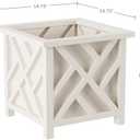 Lattice Design Outdoor Planter Box - 14.75 Square 13 Tall White Plant Pot - Decorative Plant Pots for Front Porch Decor - Flower Pots Outdoor Planters for Porch Patio or Garden Decor by Pure Garden