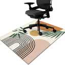 Office Chair Mat for Hardwood & Tile Floor,Boho Abstract Leaves 48"x36" Low-Pile Computer Chair Mat for Rolling Chairs Carpet, Under Desk Non Slip Gaming Rug,Rubber Backing Large Protector Mat