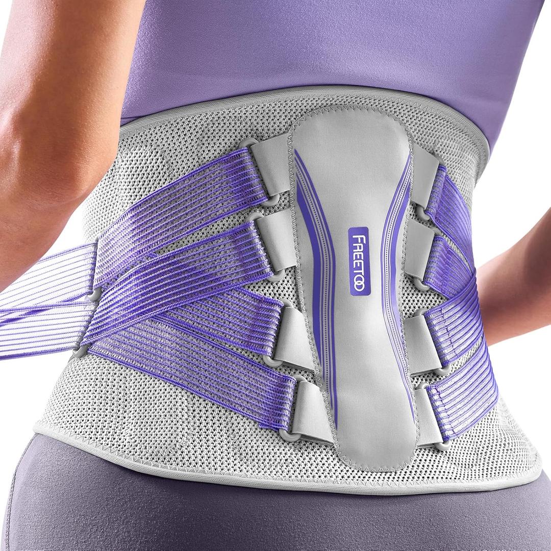 FREETOO Back Brace for Lower Back Pain Women with Bionic Support System, Adjustable Knitted Lumbar Support Belt, Breathable Mesh Design with Lumbar Pad,for Herniated Disc,Sciatica,Scoliosis (Medium)