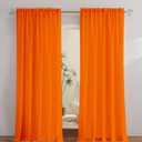2 Panels Orange Curtains for Living Room Boho Solid Light Filtering Curtains for Bedroom Modern Bright Orange Window Treatment Set Rod Pocket Drapes Elegant Farmhouse Semi Sheer Curtain 52X96 Inches