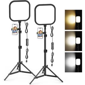2Pack LED Video Light Kit, Hagibis 15W Photography Lighting Kit, 78" Dimmable Studio Lights with Tripod, 2500-8500K Stream Light for Video Recording, Game Streaming, Photography, Tiktok, YouTube,  9.2"L x 9"W x 78"H, USB Type C