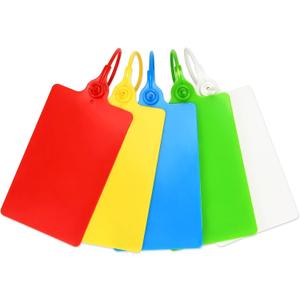 100 Plastic Tags Shipping Tags Water Proof Tags for Labeling Shipping Labels Security Seals Writable Marker Ties Hanging Tags Storage Tag with One Marker Pen 