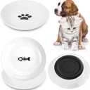 4 Pack Cat Food Bowl with Nonslip Silicone Bottom,Healthy Ceramic Pet Bowls for Indoor Cats,Anti Whisker Fatigue Cat Dishes Set,Shallow Wide Kitten Puppy Feeding Plates for Wet Food and Water