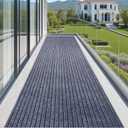 Runner Rugs 3x10 ft Indoor Outdoor Carpet RunnerNon Slip Stripe Runner Rug with Anti-Slip Rubber Backing Waterproof Low Profile Area Runner for Hallway, Entryway, Kitchen, Patio, Garage, Laundry