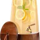 FOODLE Large Glass Drink Dispenser with Spigot - Glass Beverage Dispenser with Stand - Perfect for Parties & Weddings - Pitcher for Lemonade, Water, Sangria, Punch & Juice - Leakproof - 1.72 Gallon