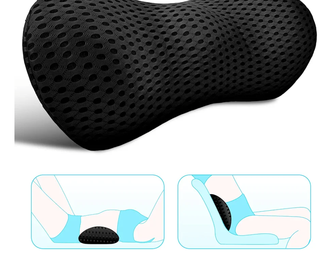 Lumbar Support Pillow for Office Chair, Memory Foam Lumbar Pillow for Lower Back Pain Relief (Black)