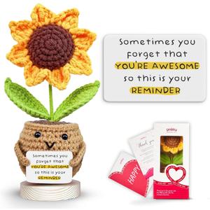 Gossby Inspirational Gift for Women - Handmade Positive Sunflower Crochet - Sometimes You Forget You're Awesome - Christmas, Birthday, Appreciation Thank You Gift for Coworker, Sister Friend, Teacher