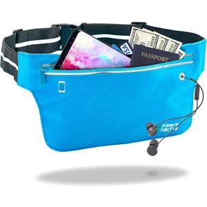 Fitter's Niche Ultraslim Water-Resistant Fanny Pack for Running/Hiking - Thin Reflective Bounce-Less Design Waist Belt Bag Fits 6.5" Phones for All Ages Unisex Sports, Blue