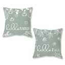 ONWAY Fall Throw Pillow Covers 18x18 Set of 2 Farmhouse Hello Fall Pumpkin Maple Leaves Decorations Outdoor Patio Autumn Seasonal Cushion Cover for Sofa Couch Home Bed Blue