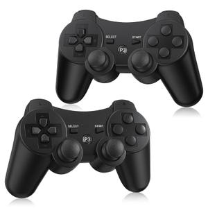 2 Pack Wireless Controller for PS3, Compatible with Playstation 3, with 2 Charging Cables - Black