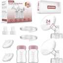 Pump Parts Compatible with Spectra S1/S2/9Plus Breastpump, Full Set Replacement Parts for Spectra Include 24mm Flange, Duckbill Valve, Backflow Protector, Tube, Bottle, Not Original S2/S1 Accessories