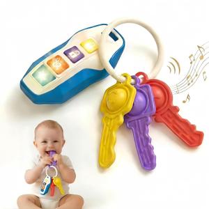 Toy Car Keys for Toddlers 1-3, Soft Silicone Baby Teething Toys with Gentle Lights and Sounds, Non-Toxic Lightweight Pretend Play Sensory Toys for 1 Year Old Boy Girl Birthday Gifts,(blue)