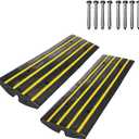 Garvee 48 Inch Lane Ramp 2 Pack Made of Recycled Rubber, Sturdy Rubber Ramp for Cars Maximum Weight Capacity 110,000 Lbs, Safe Garage Access Solution
