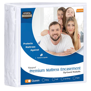 Utopia Bedding Premium Waterproof Bed Bug Mattress Cover, Queen Zippered Mattress Protector, 12 Inches Deep, Dust Mite Proof 6-Sided Mattress Encasement for Bed