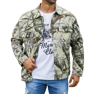 Yuanbang Camo Jackets for Men Trucker Unlined Camouflage Coats Hunting Clothes (Small)