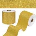 WESTICK 394" x 4" Gold Glitter Wallpaper Peel and Stick Yellow Bulletin Board Border Self Adhesive Border Stickers Gold Glitter Contact Paper for School ClassroomHome Home Office Blackboard DIY Crafts