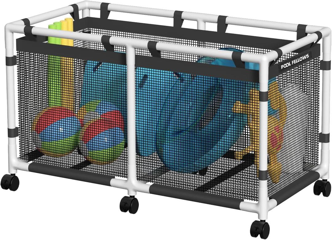 Pool Storage Bin, Holder for Noodles, Toys, Floats, Towels, Mesh Organizer for Swimming Equipments, Mini Plus Style