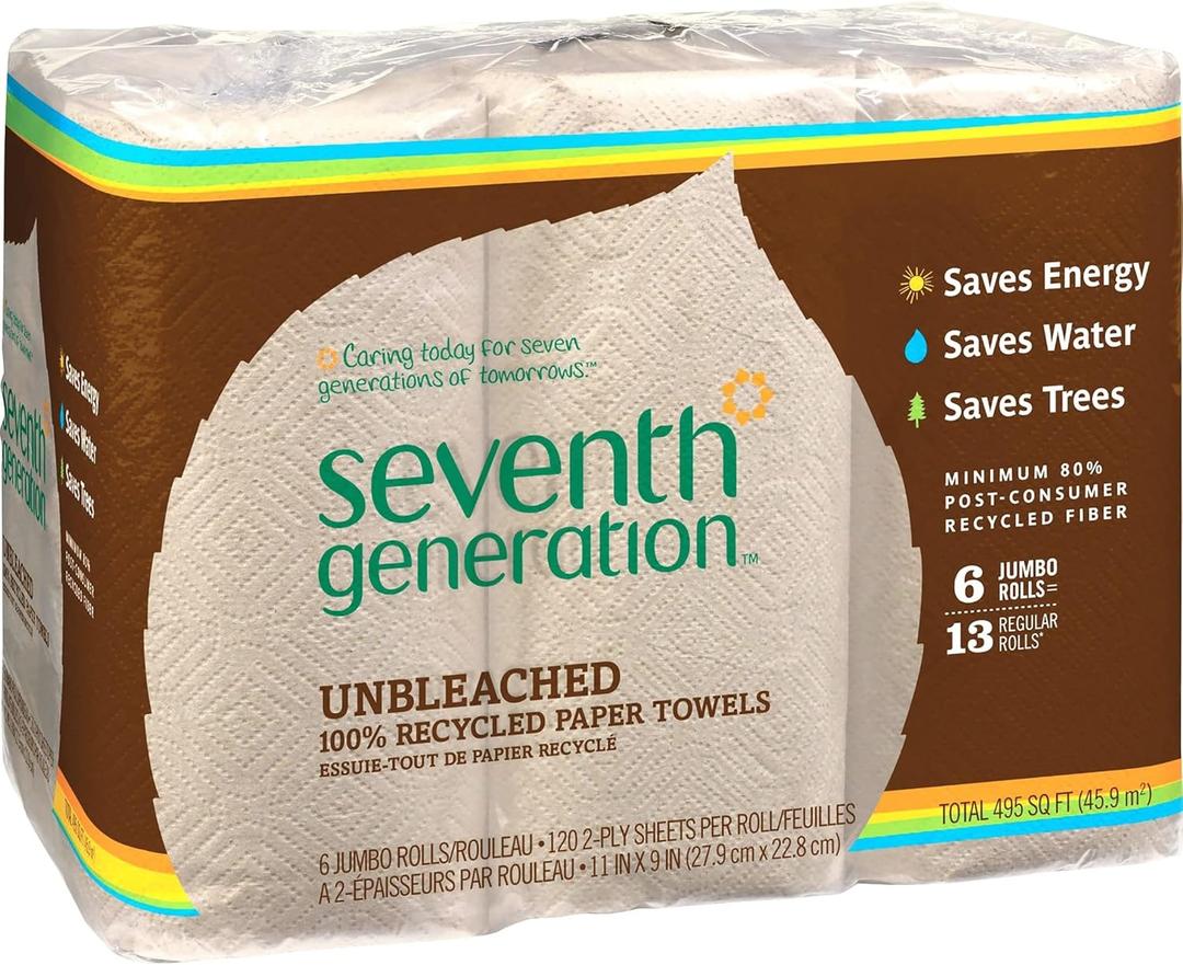Seventh Generation Paper Towels, Unbleached, Regular Roll - 6 Count (Pack of 1) (Multi)
