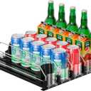Drink Organizer for Fridge, Upgrade Soda Can Dispenser for Refrigerator, Automatic Pusher Glide Fridge Drink Organizer, Can Organizer for Refrigerator - Holds up to 25 Cans (5 Rows Black)