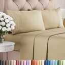 King Size 4 Piece Sheet Set - Comfy Breathable & Cooling Bed Sheets Set - Hotel Luxury Bedding for Women, Men, Kids, Teens, Boys & Girls - Deep Pockets, Ultra-Soft and Wrinkle Free - Oeko-Tex - Beige