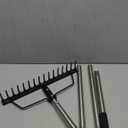 15 Inch Wide Bow Rake, 16 Steel Tines Metal Head Rake Tool with Stainless Steel Handle, Adjustable Long Handle Garden Rake for Loosening Soil Leveling Mulch Gathering Lawns Leaves