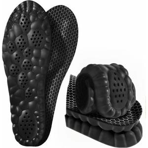 Insoles for Women Man,Cloud Soles for Men Women,4D Cloud Soles for Men,Anti Fatigue, Shock Absorption, Foot Pain Relief (Black, S) (Black:Men: 6.5-7.5/Women: 8-9)