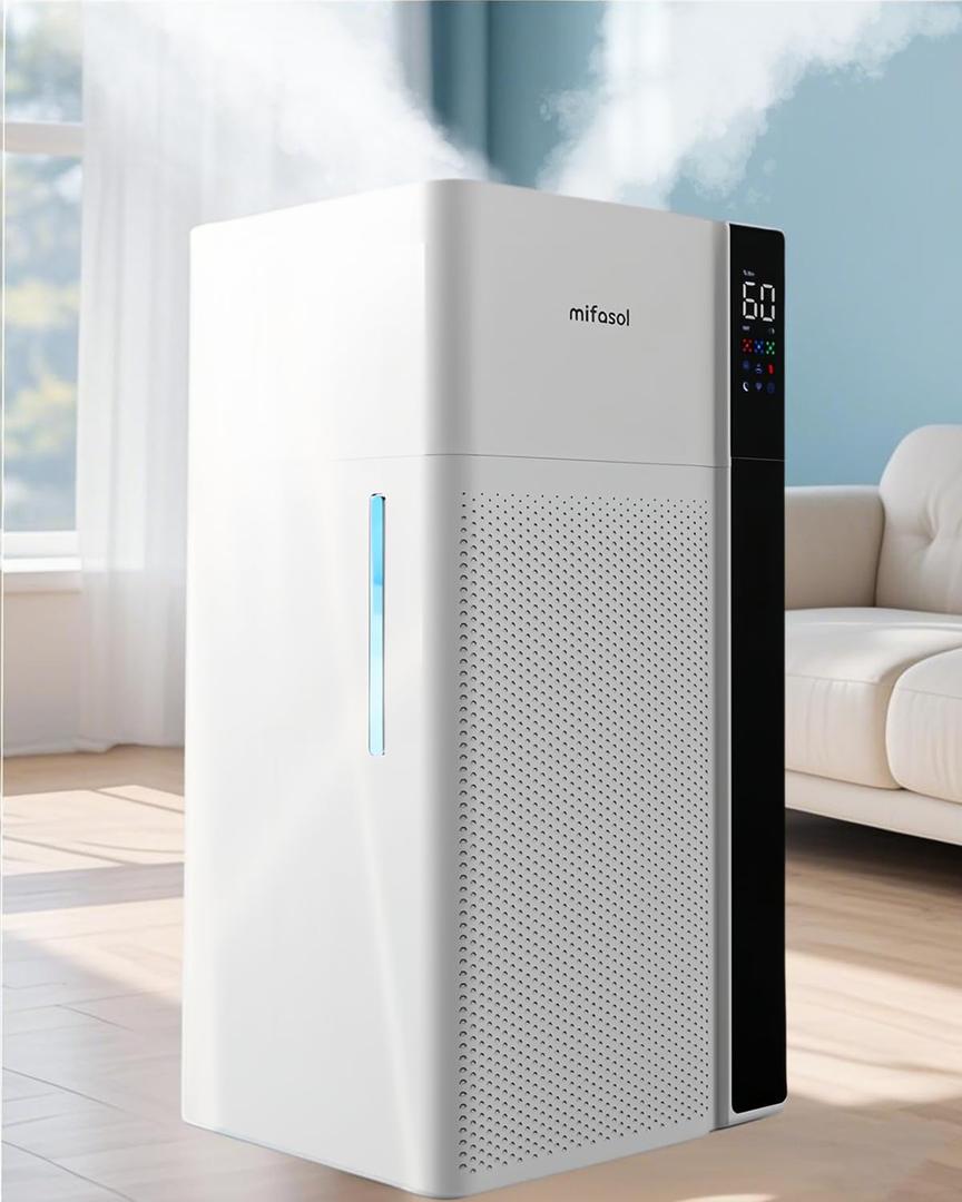Humidifiers for Bedroom Large Room, 5.3Gal/20L Warm and Cool Mist Humidifier, Quickly & Evenly Humidify Larger Areas,Dual Mist Nozzles and Atomizers, Plant/Commercial/Greenhouse/Office, White