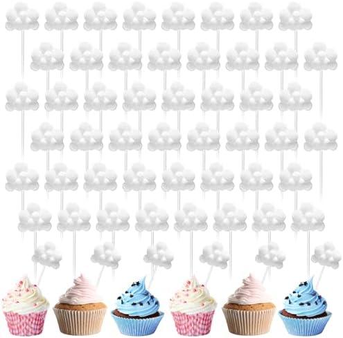 Havawish 50pcs Cloud Cake Topper Plush Cloud Shaped Cupcake Toppers Yarn Ball Cake Dessert Picks Decoration for Baby Shower Birthday Wedding Party Supplies Havawish 50pcs Cloud Cake Topper Plush Cloud Shaped Cupcake Toppers Yarn Ball Cake Dessert Picks Decoration for Baby Shower Birthday Wedding Party Supplies