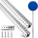 1 Pack 8ft x 1.75in Galvanized Square Sign Post with 7/16in Holes