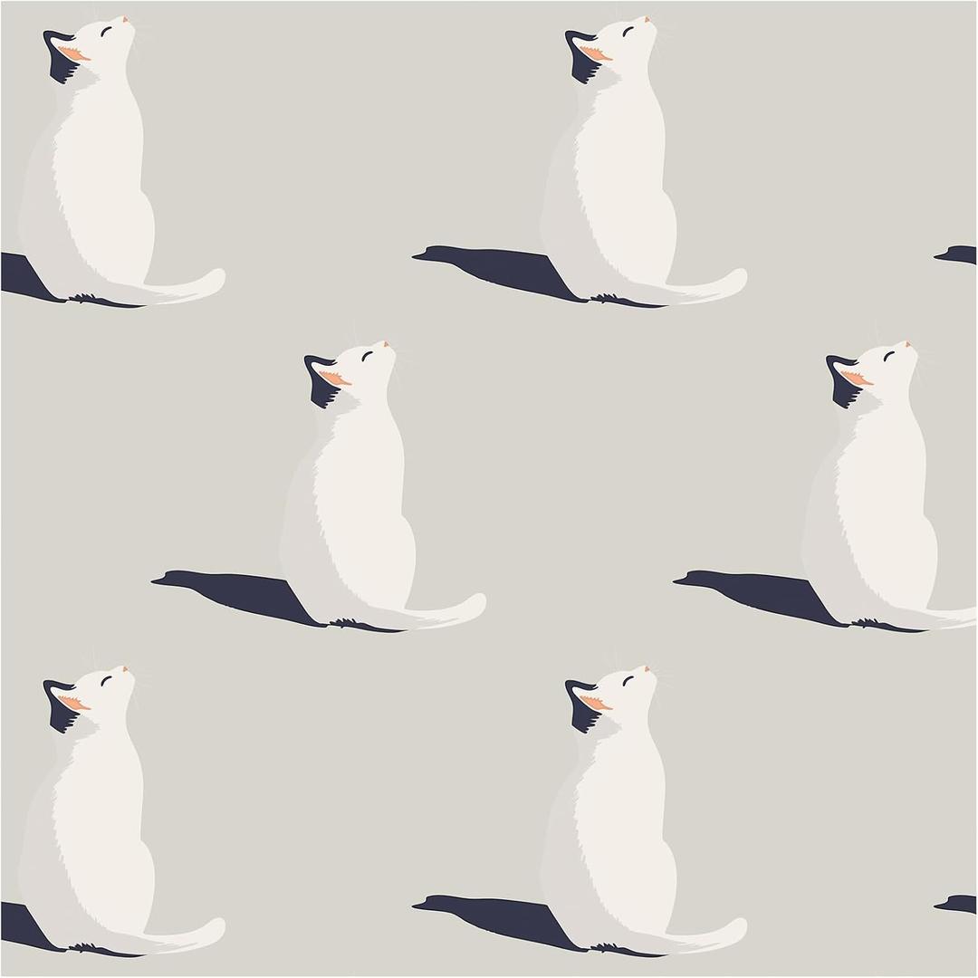 HAOKHOME Cat Peel and Stick Wallpaper Removable Renter Friendly Wall Paper Gray/White/Navy Self Adhesive Contact Paper for Bedroom Nursery Bathroom 17.3in x 9.8ft